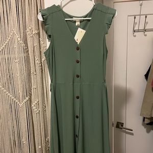 Monteau button up teal midi dress